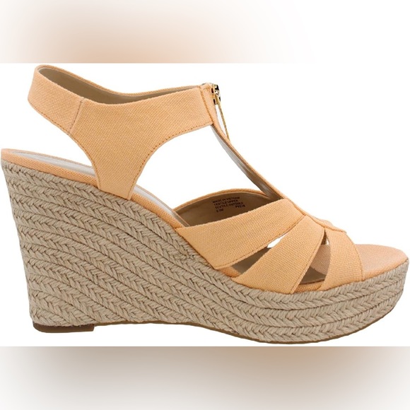 Michael Michael Kors Womens Berkley Canvas Slingback Wedge Sandals - Picture 4 of 5